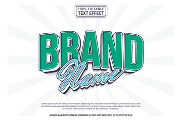 Editable text effect Brand name 3d cartoon template style modern premium vector