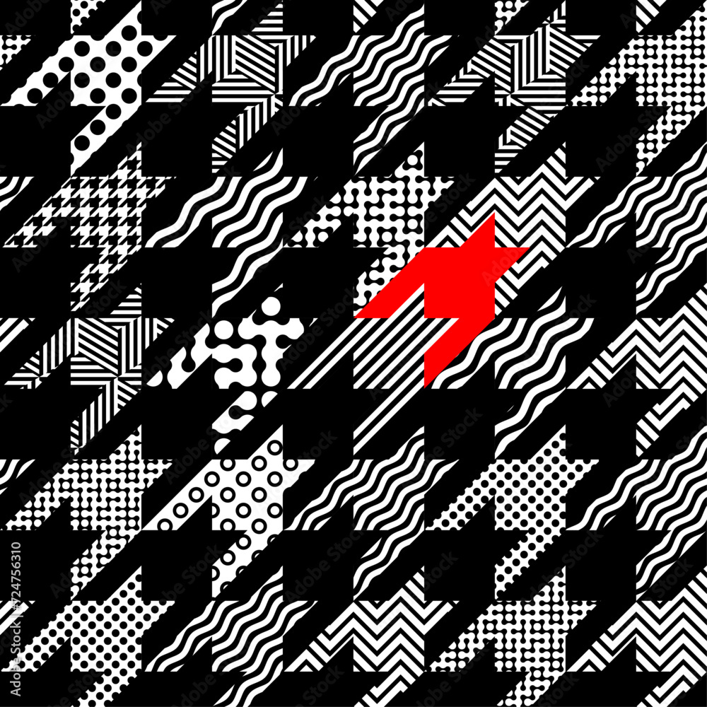 Aufkleber Abstract seamless pattern. Patchwork hounds-tooth pattern. Vector illustration