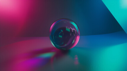 Light Leaks Of A Spinning Sphere, Magenta, Green And Blue Colors. Creative background. Website background. Copy paste area for texture