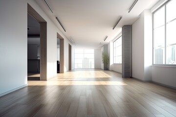 Unoccupied space with laminate flooring