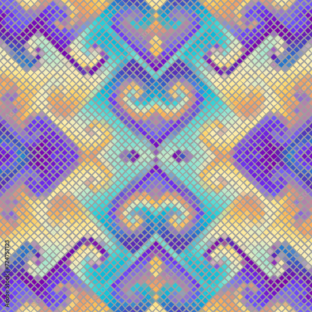 Fototapete Vector seamless mosaic tile pattern. Ceramic tiles background. Vector pattern