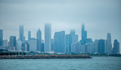 Obraz premium city of chicago skyline and street scenes