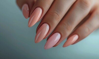 Female hands with pink nail design. Nail polish manicure.