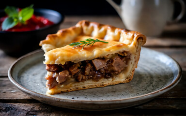 Capture the essence of Meat Pie in a mouthwatering food photography shot