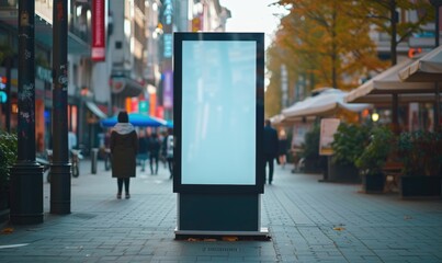 Blank street billboard on city street. Mock up