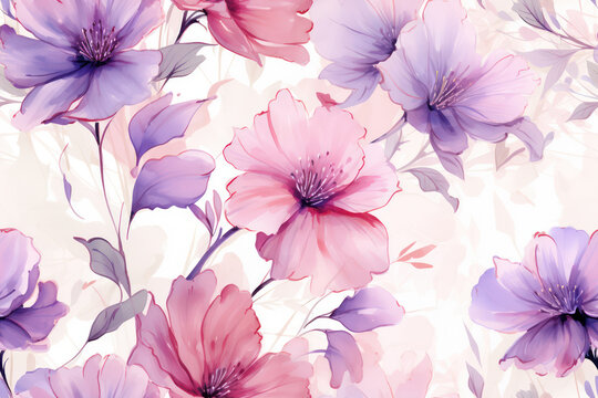 Watercolor Floral Blossom: Seamless Vintage Wallpaper Design with Beautiful Red and White Roses