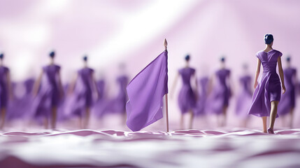A petite purple hued figurine symbolizes the strength of feminism, Generative AI - obrazy, fototapety, plakaty