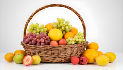 Fruits-basket-isolated-on-white-background