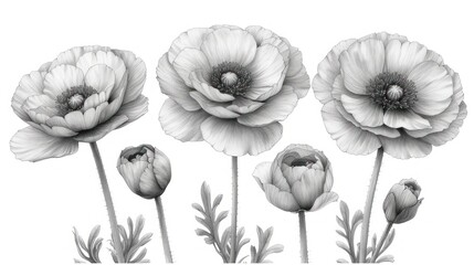  a bunch of poppy flowers that are in the middle of a picture with a black and white image of flowers 