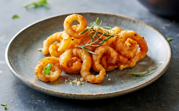 Capture the essence of Rabas in a mouthwatering food photography shot