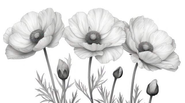  a black and white photo of three white flowers on a white background with a black and white photo of three white flowers on a white background with a black and white background.