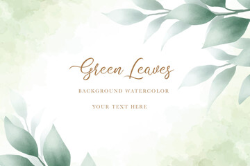Beautiful watercolor  green leaves background 