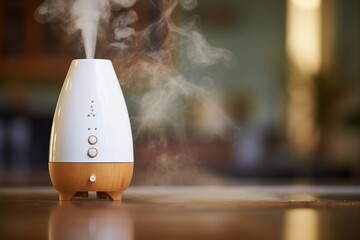 steam rising from active essential oil diffuser