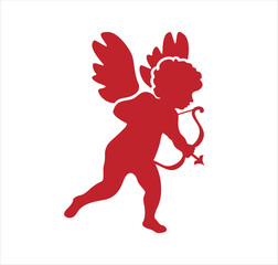 Cute cupid red silhouette vector illustration