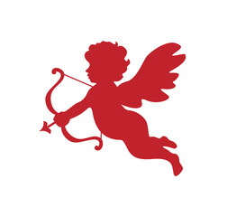 Obraz premium Cute cupid red silhouette vector illustration