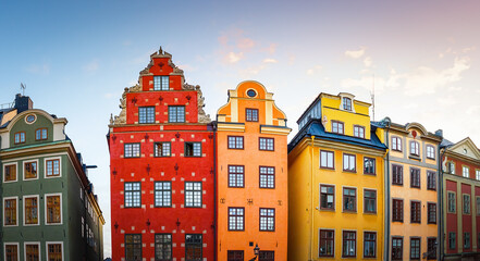 Stortorget square in Old town (Gamla Stan), Classical architecture. Popular tourist destination in...