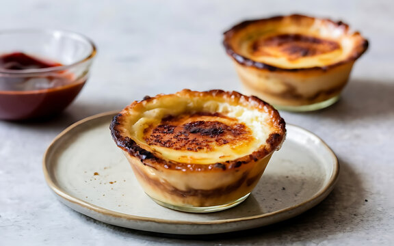 Capture the essence of Pastel De Nata in a mouthwatering food photography shot