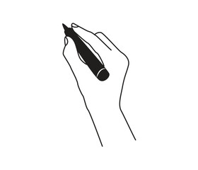 Obraz premium Vector continuous line drawing of hand holding pen