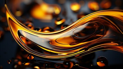 Liquid Gold Splash: Abstract Yellow Oil Background with Colorful Patterns and Textures
