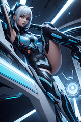 Beautiful futuristic background with fantastic beauty girl