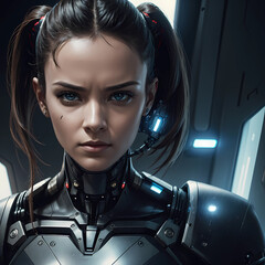 Beautiful futuristic background with fantastic beauty girl