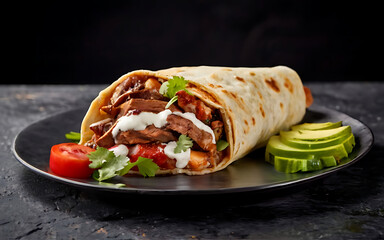 Capture the essence of Carne Asada Burrito in a mouthwatering food photography shot