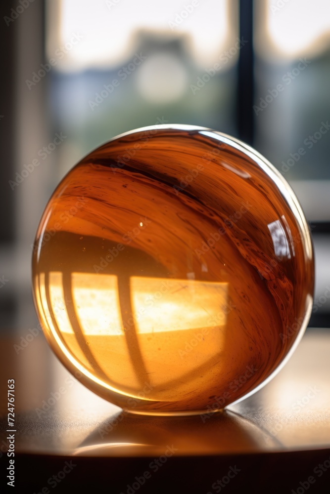 Aufkleber A close-up view of a glass object placed on a table. This versatile image can be used in various contexts