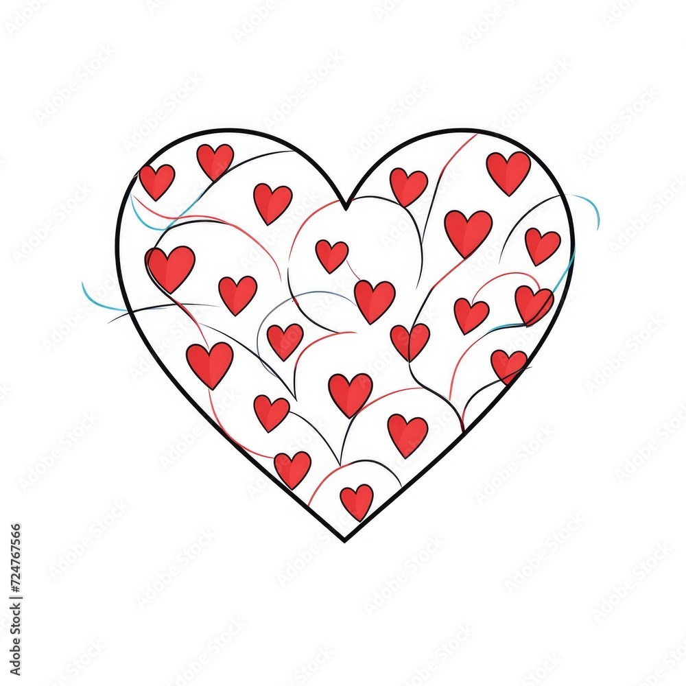 Poster A heart drawing surrounded by multiple red hearts. Can be used to express love and affection in various contexts