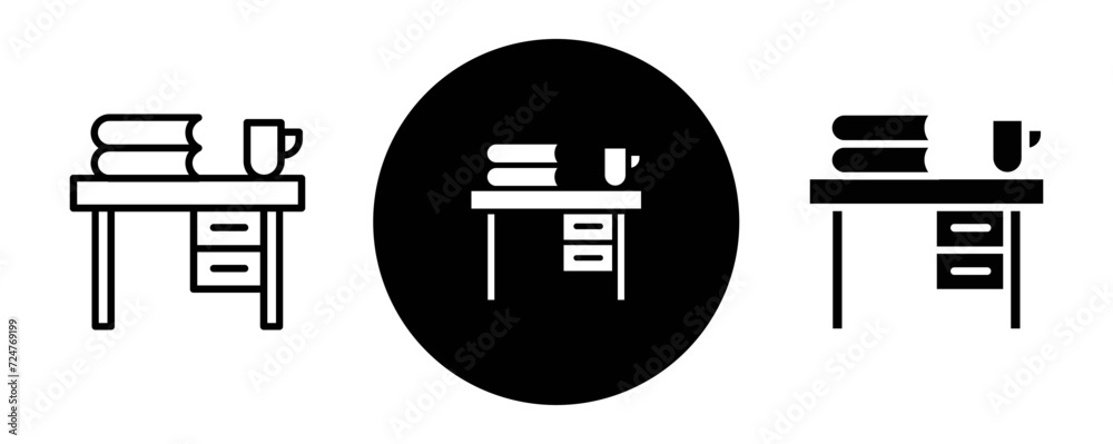 Wall mural study table outline icon collection or set. study table thin vector line art - Wall murals
