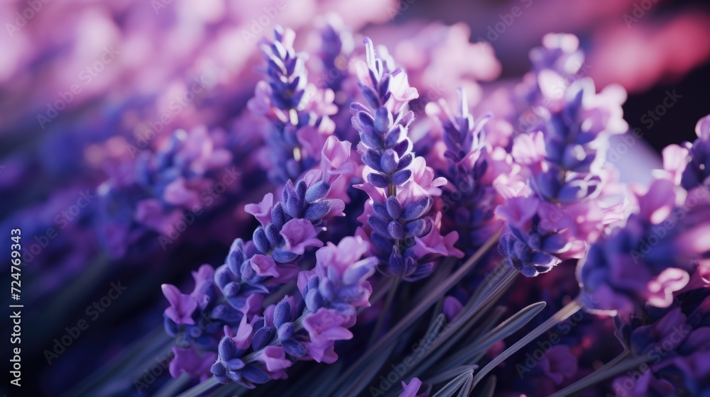 Poster a close up shot of a bunch of purple flowers. perfect for nature-themed projects or adding a pop of 