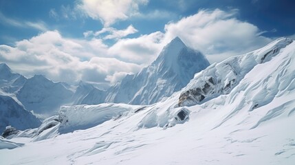 Fototapeta premium A person on a snowboard navigating down a snowy mountain. Perfect for winter sports and adventure-themed designs