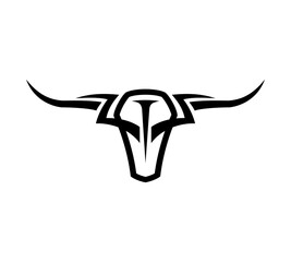 Stylized Bull skull vector logo concept. Isolated on white background.