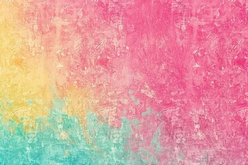 Dynamic Noisy Grain Fusion: Dive into a world of color with this featureless, flat image boasting a dynamic blend of pink, yellow, and turquoise gradients, enriched by a noisy grain texture for added 