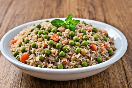 Peas and Rice A staple side dish made with pigeon peas or black-eyed peas cooked with rice by ai generated