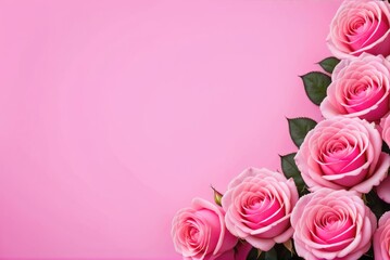 Pink Rose Flower Background Backdrop and Copy Space  by ai generated