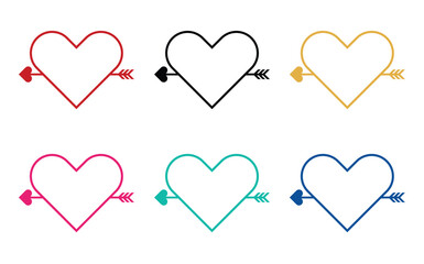 Heart and Cupid arrow. Symbol of love. Line icon.