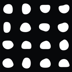 Blob shape organic set. Random white cube drops simple shapes. Pebble, inkblot, drops and stone silhouettes. Collection of paint liquid black blotch spot irregular form 5 7 0