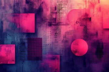 Vibrant Neon Texture: Elevate your design with a texture background in neon purple and pink, showcasing striking shapes and patterns in a digital illustration that adds depth and dimension 