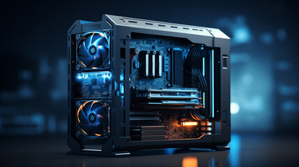 fully upgraded high end computer, data server  or super computer concept, technology, business