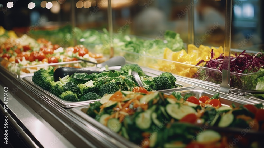 Poster a wide variety of delicious food options displayed on a buffet table. perfect for any event or occas