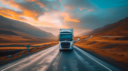 Roadscape Elegance: Frontal Truck Bliss