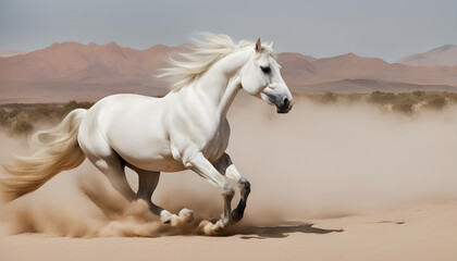 white horse running