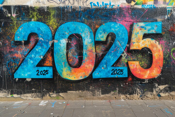 Gritty Noir: Black Wall Tagged with 2025 Graffiti