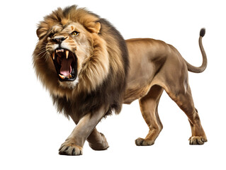 A Majestic Lion Roaring, isolated on a transparent or white background