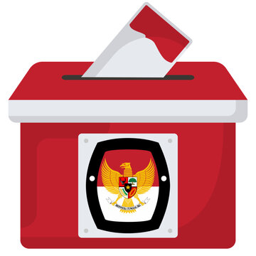 Indonesia election vote box election illustration vector KPU or pilkada 2024 isolated on white background.