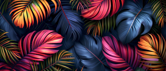 Tropical abundance with vibrant colored leaves.
