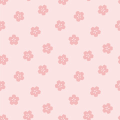 Seamless pattern with pink cherry flowers.