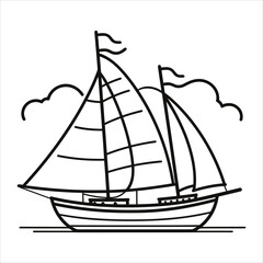 coloring page boat illustration