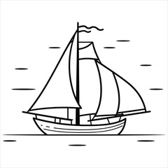 coloring page boat illustration