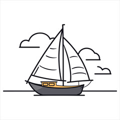 coloring page boat illustration